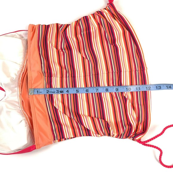Lole Tankini Top SZ Small Striped Peach Halter - Picture 4 of 6